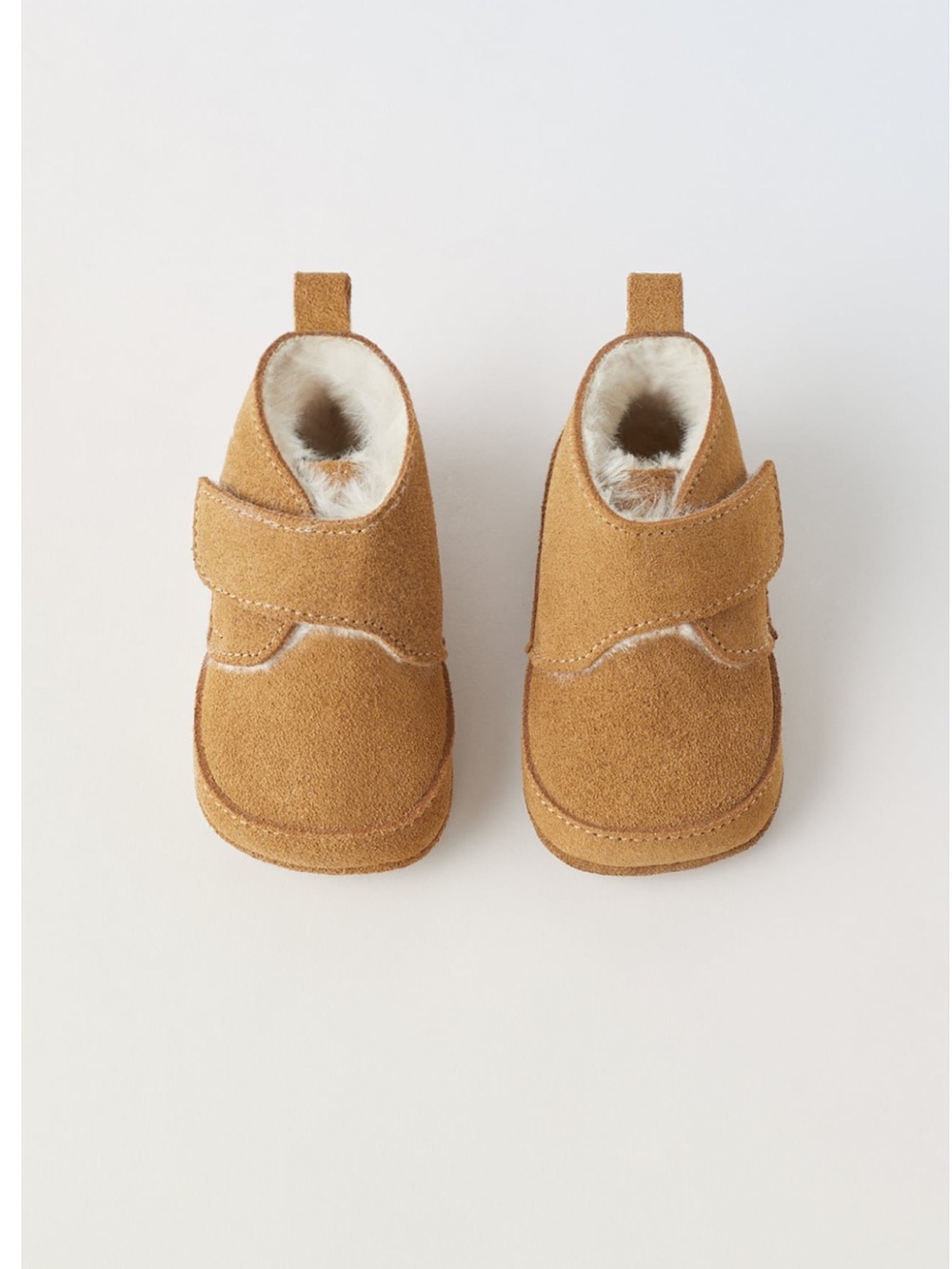 NWT in box Zara size 1.5 infant leather ankle boots with faux fur lining, velcro